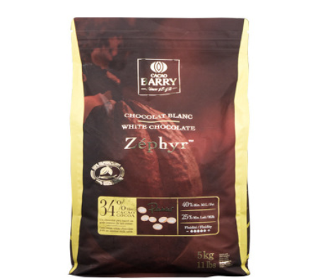 法国进口 可可百利34%白巧克力币纽扣状蛋糕西点装饰烘焙原料5kg