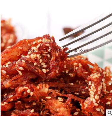 厂家直销生产香辣鱿鱼松软可口丝休闲零食海产品微商网商灌装特产