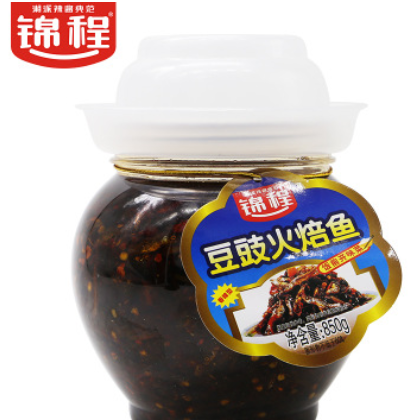 锦程豆豉火培鱼850g坛装 浏阳香辣豆豉酱湖南零食特产小鱼干批发